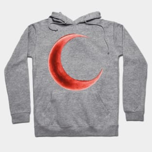 Glowing red crescent moon Hoodie